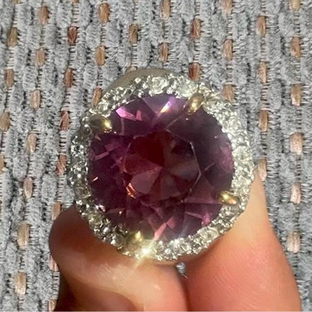 Elegant Purple and Silver Women's Ring